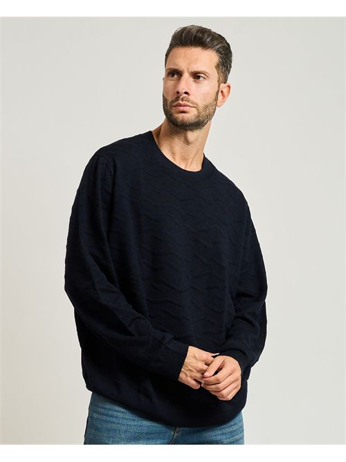 Men's Armani Exchange crew neck sweater with wavy texture ARMANI EXCHANGE | XM001560-AF11982FB066
